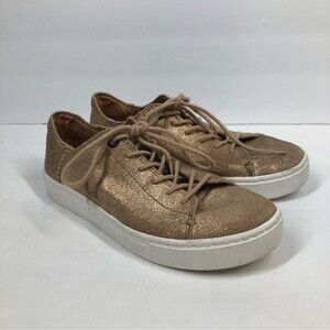 Toms Rose Gold Metallic Leather Lenox Sneakers Shoes Size 5.5